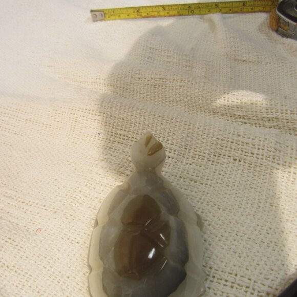 VTG STONE TURTLE, HAND CARVED, MIXED COLORS - Picture 3 of 6